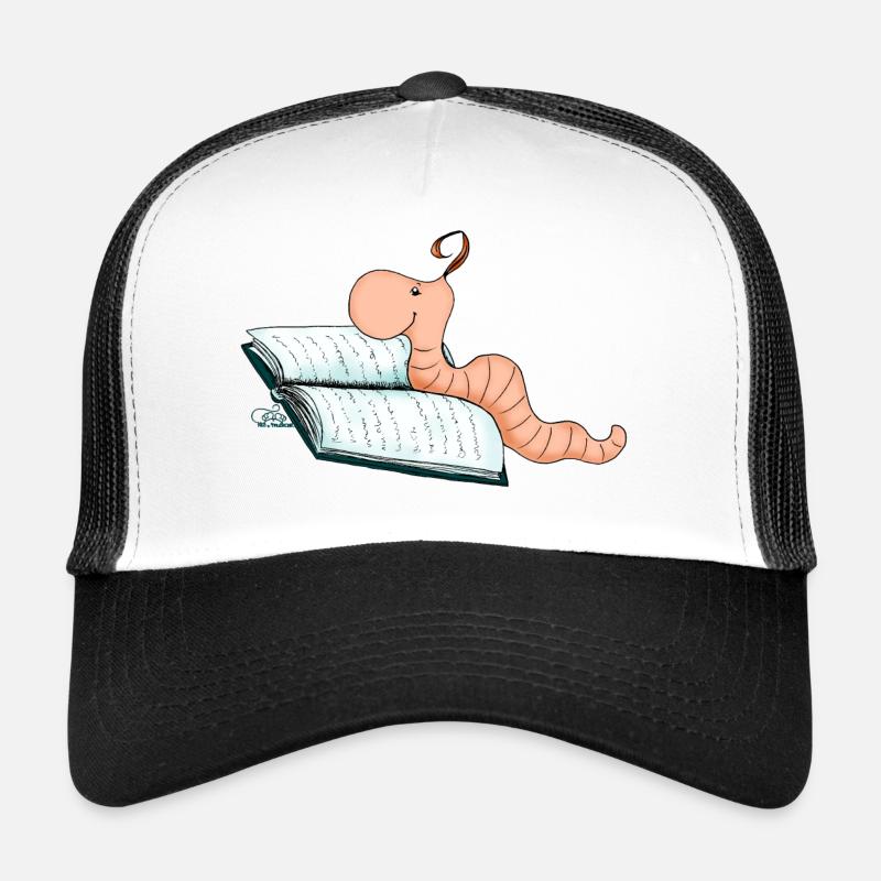 Bücherwurm Willi - Trucker Cap - Weiß/Schwarz