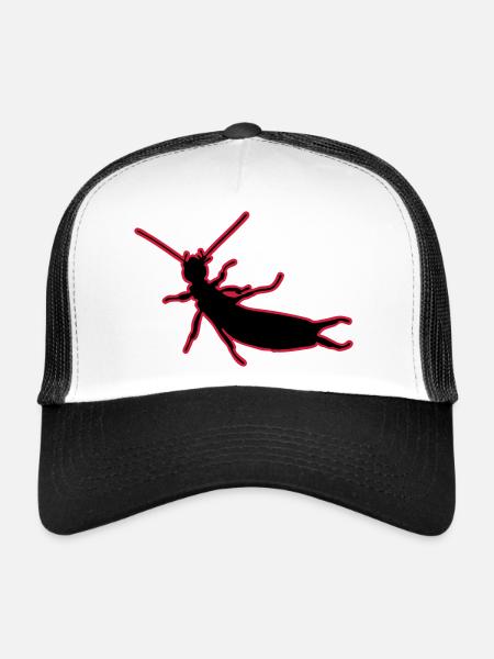 Les perce-oreilles (2 couleurs) vecteur - Casquette trucker  - blanc/noir - Devant
