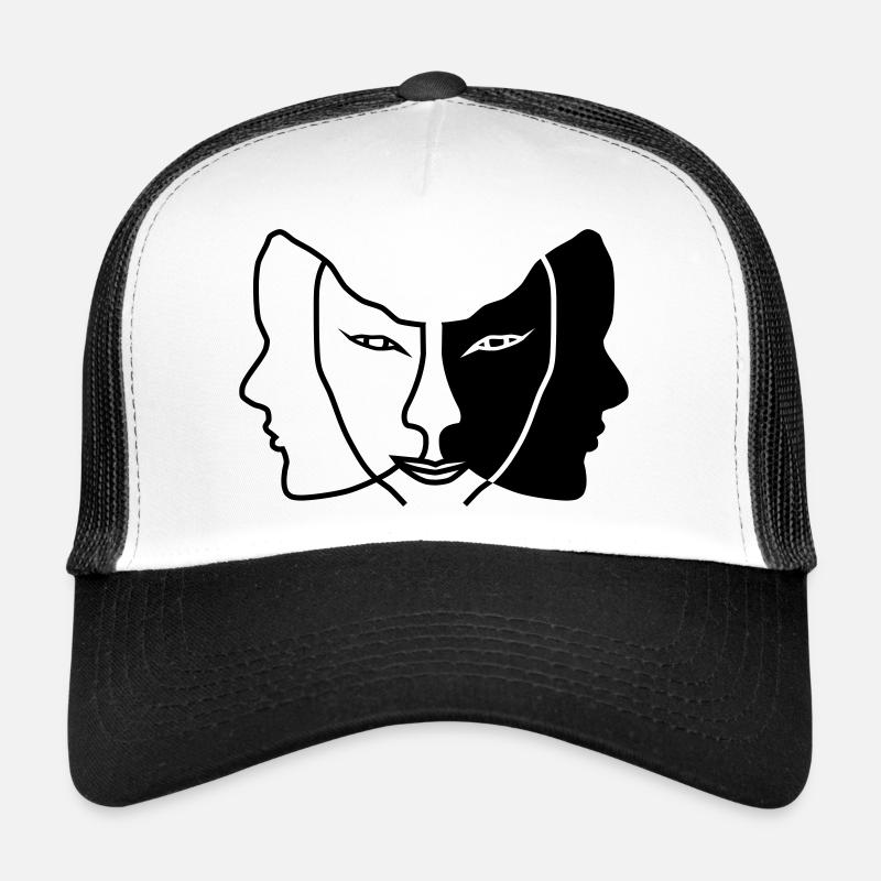 lumière sombre masque gemini - Casquette trucker  - blanc/noir