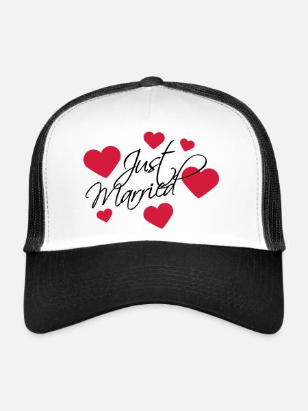 Just Married Logo - Casquette trucker  - blanc/noir - Devant