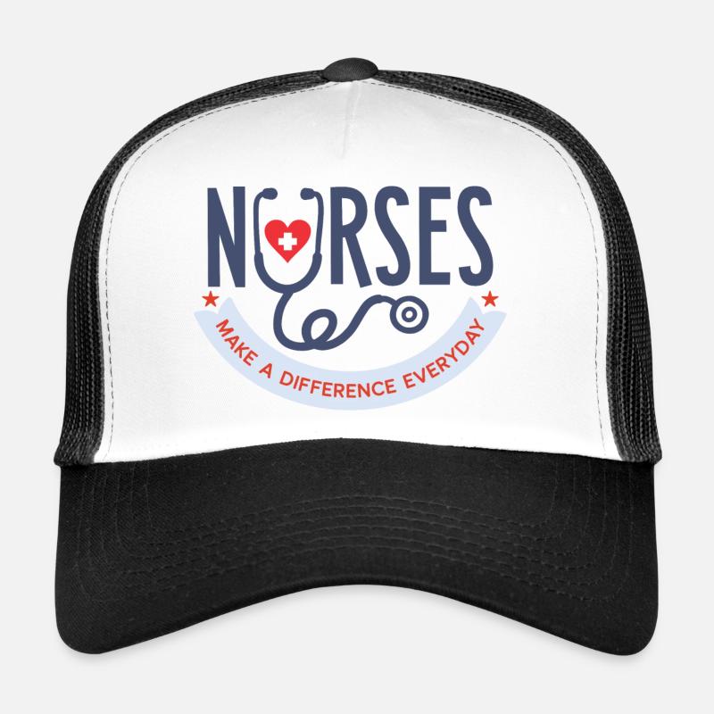 Nurses Make a Difference Everyday T-Shirt - Trucker Cap - white/black