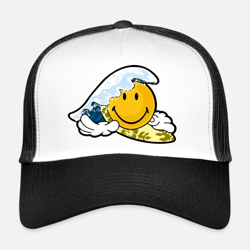 Smiley Surfing - Trucker Cap - white/black