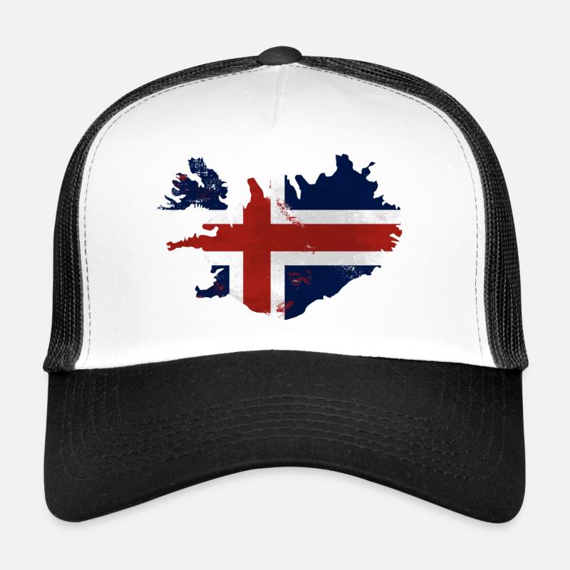 Iceland Flag Map - Trucker Cap - Weiß/Schwarz