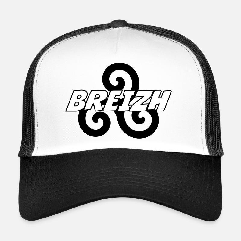 Breizh - Bretagne - BZH - Trucker Cap - Weiß/Schwarz