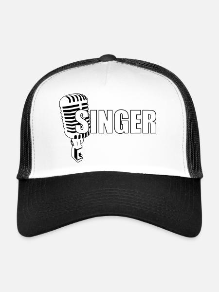 Chanteur - Musique - Casquette trucker  - blanc/noir - Devant