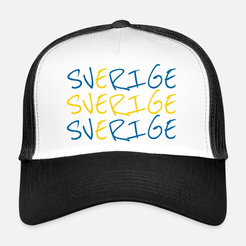 Sverige Lettrage Drapeau Suède Design Casquette trucker 