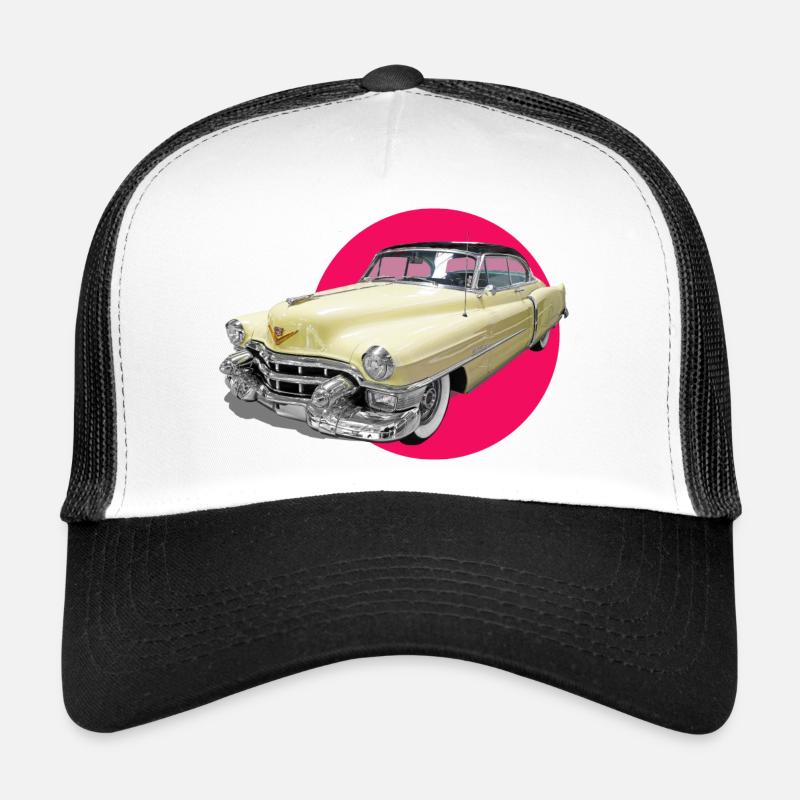 youngtimer car love cadi chevy retro car oldtime - Trucker Cap - white/black