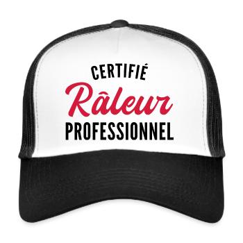 humour râleur - certifié râleur professionnel - Casquette trucker  - blanc/noir - Devant