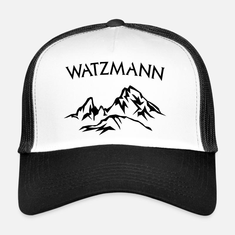 Berg Watzmann Schriftzug schwarz - Farbe wählbar - Trucker Cap - Weiß/Schwarz