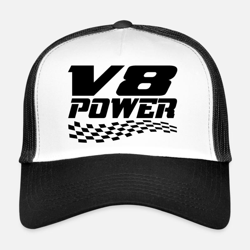 V8 - Trucker Cap - Weiß/Schwarz
