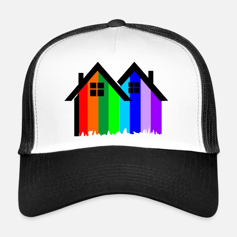 Bunte Häuser streichen - Trucker Cap - Weiß/Schwarz