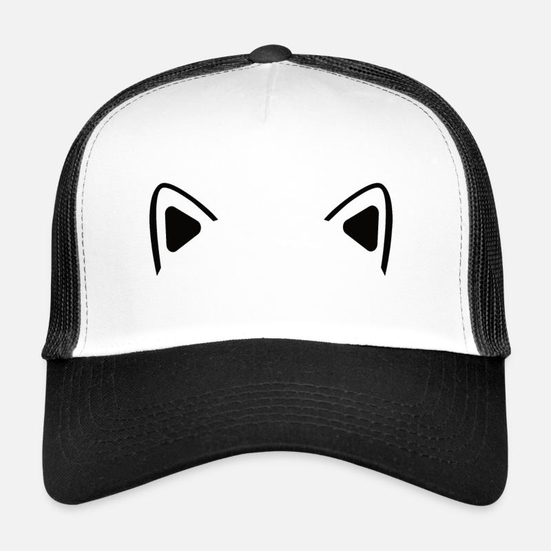 Oreilles de chat - Casquette trucker  - blanc/noir
