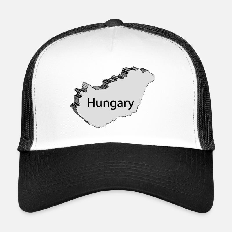 Ungarn 3D-kort - Trucker cap - hvid/sort