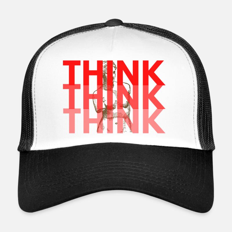Red Think Overlay Typography Trucker Cap