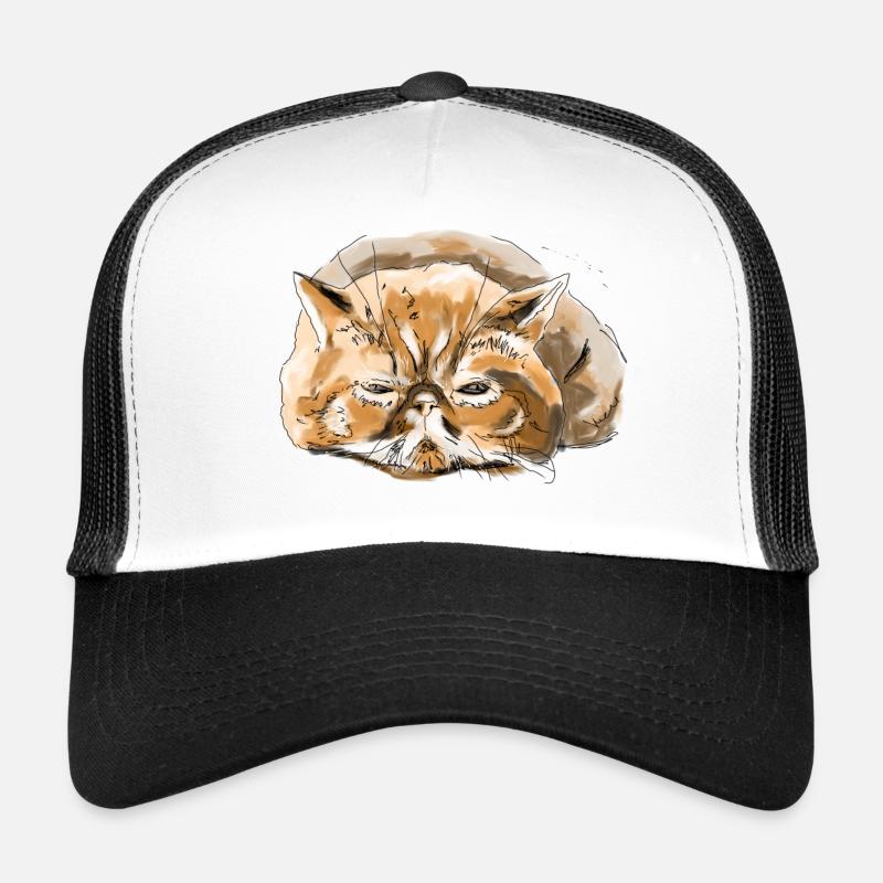 Chat persan - Casquette trucker  - blanc/noir