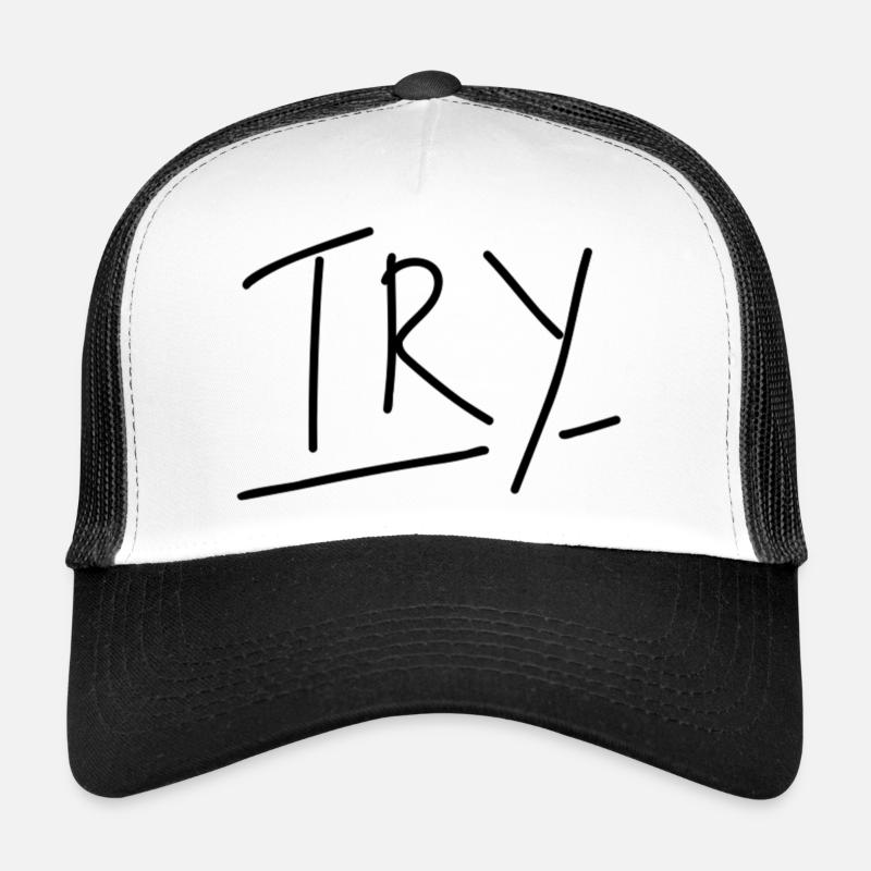 try - Trucker Cap - Weiß/Schwarz