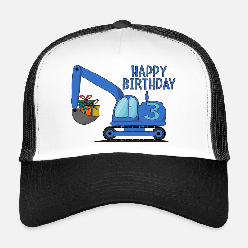 Bagger Kinder Happy Birthday 3 Blau Trucker Cap