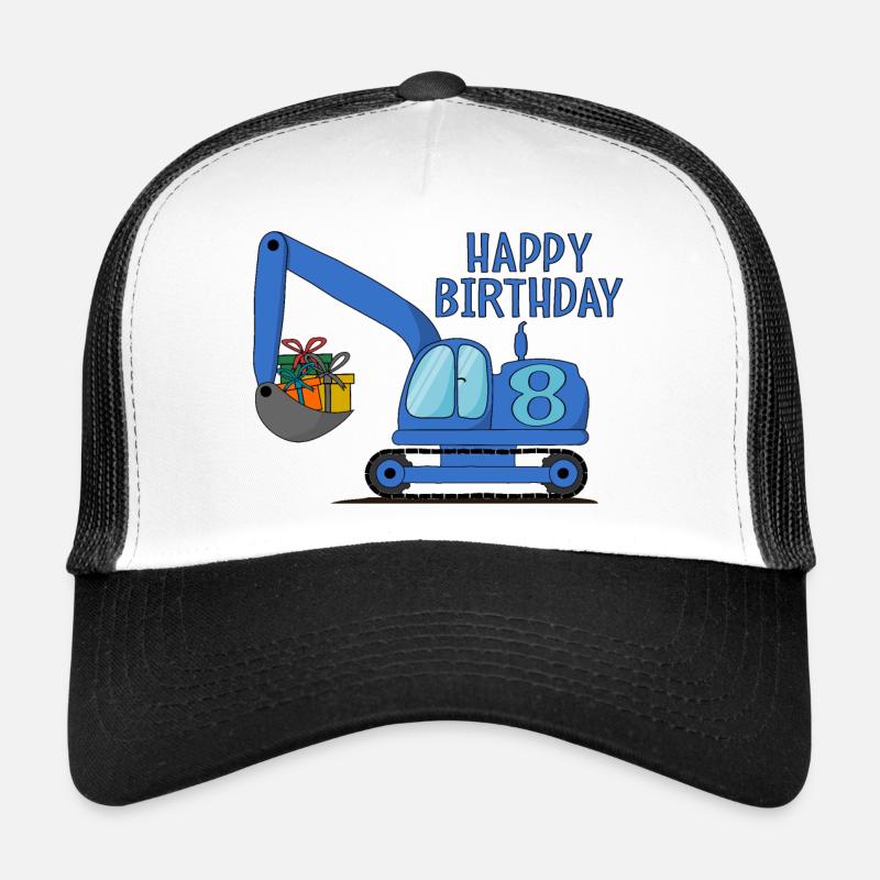 Bagger Kinder Happy Birthday 8 Blau Trucker Cap