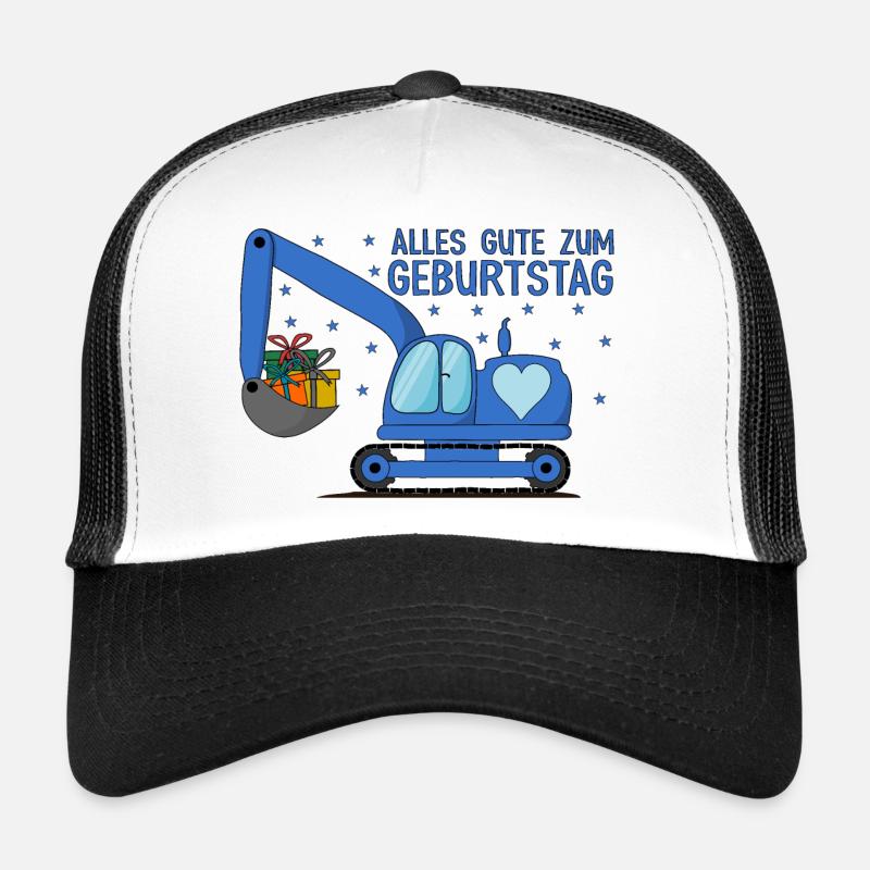 Bagger Kinder Alles Gute zum Geburtstag Herz - Trucker Cap - Weiß/Schwarz