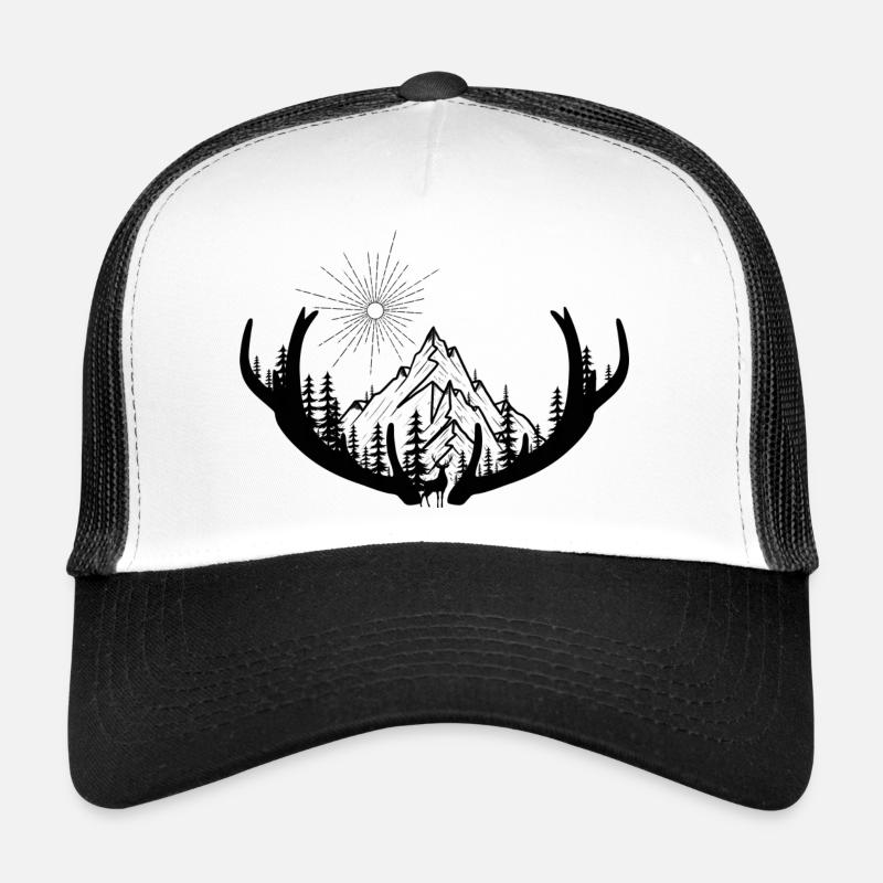 Ein Hirschgeweih trägt die Last der Natur - Trucker Cap - Weiß/Schwarz