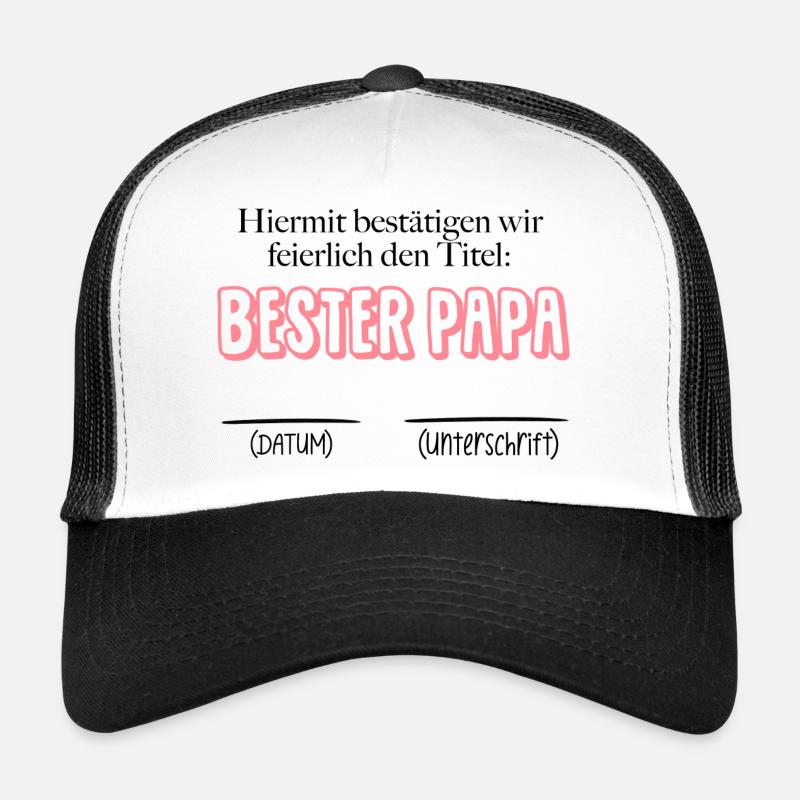 Bestätigung bester Papa - Datum & Unterschrift Trucker Cap