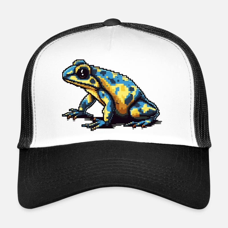 Rétro pixel coloré poison dart grenouille en 8 bit Casquette trucker 