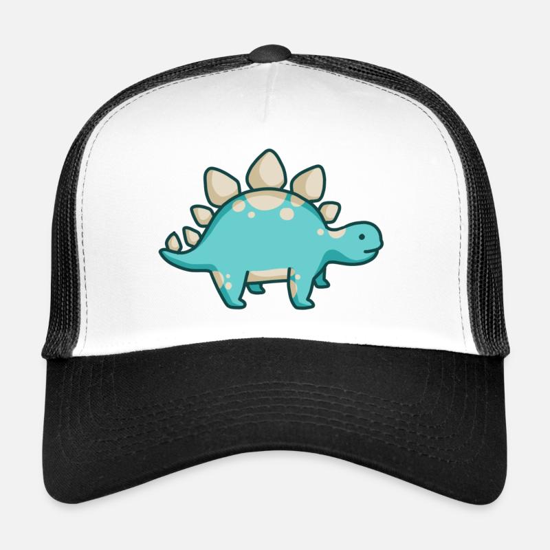 hugadino Stegosaurus, Dino, süßer Dinosaurier - Trucker Cap - Weiß/Schwarz