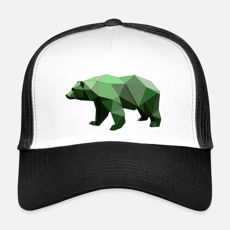 Bear, Polygon, Hiking, Trees, Animal, Wilderness, Nature, Green Trucker Cap
