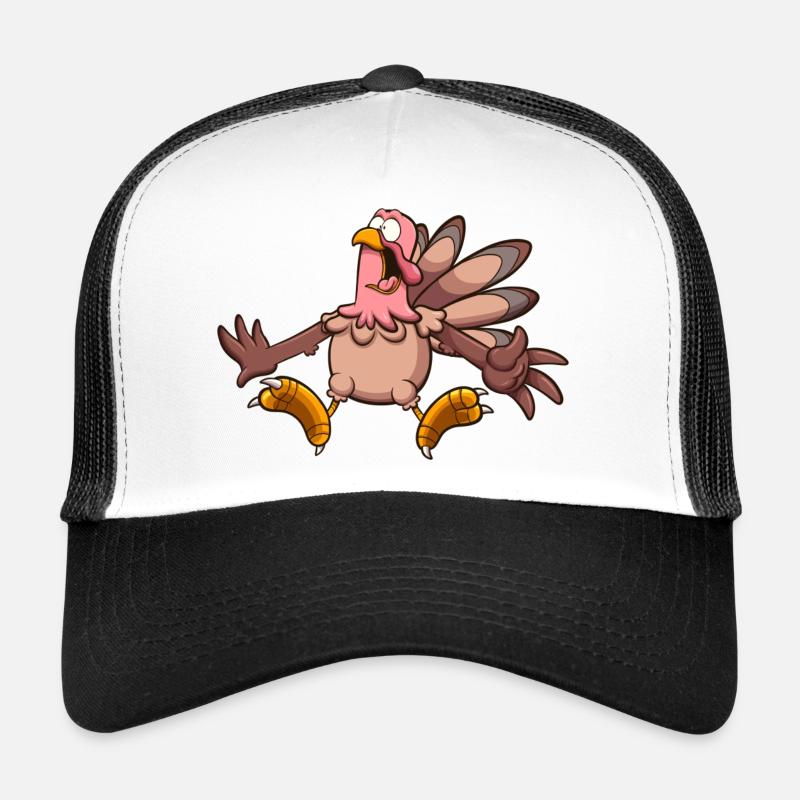 Scared Cartoon Turkey - Trucker Cap - white/black