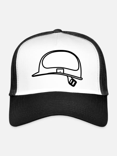 Casque Ouvrier De Construction Contour Smybol - Casquette trucker  - blanc/noir - Devant