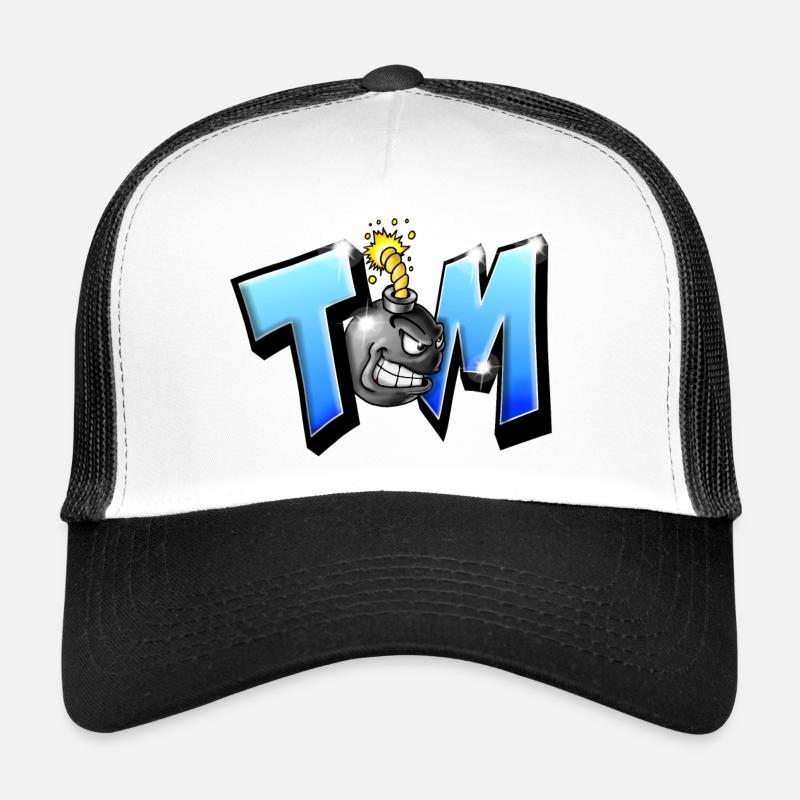 Graffiti Prénom TOM Imprimable sur tout ! - Casquette trucker  - blanc/noir