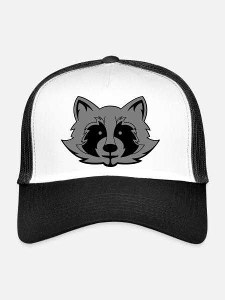 Raccoon Comic - Trucker Cap - white/black - Front