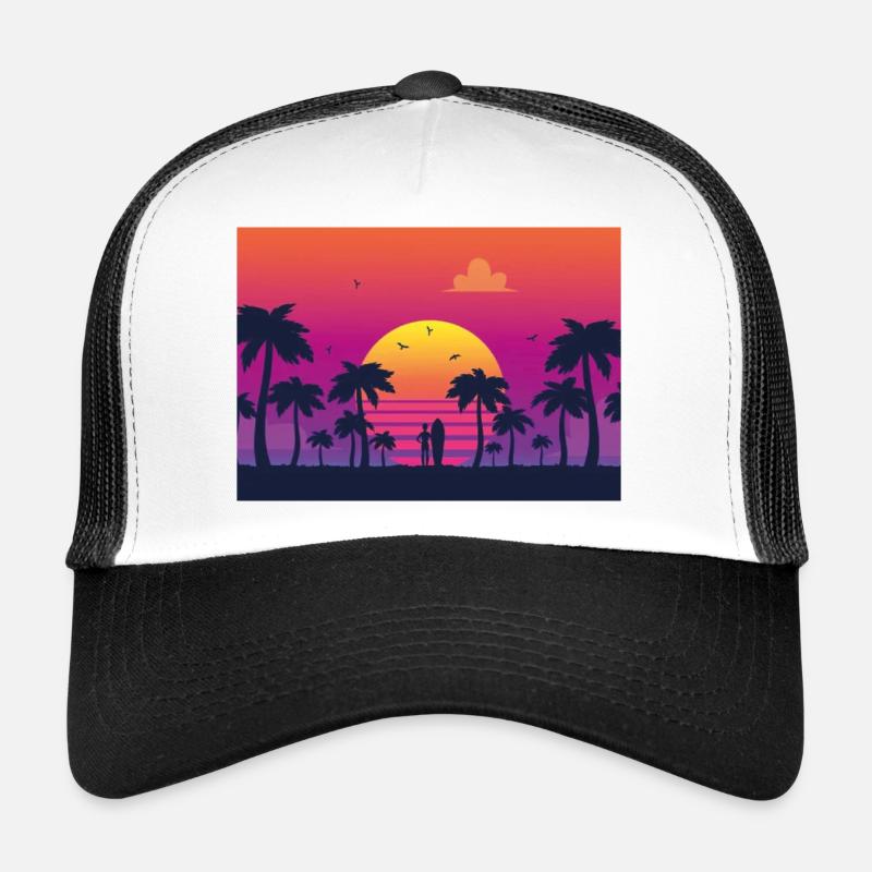 Surf au coucher du soleil Casquette trucker 