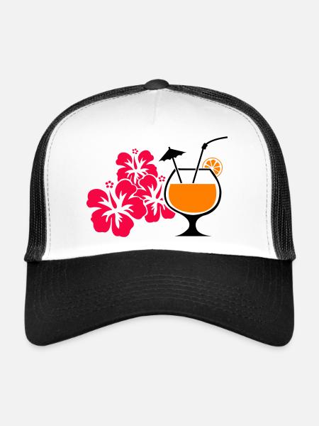 Boisson cocktail à l’hibiscus d’Hawaï - Casquette trucker  - blanc/noir - Devant