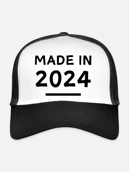 Fabriqué en 2024 - année de naissance / anniversaire - Casquette trucker  - blanc/noir - Devant