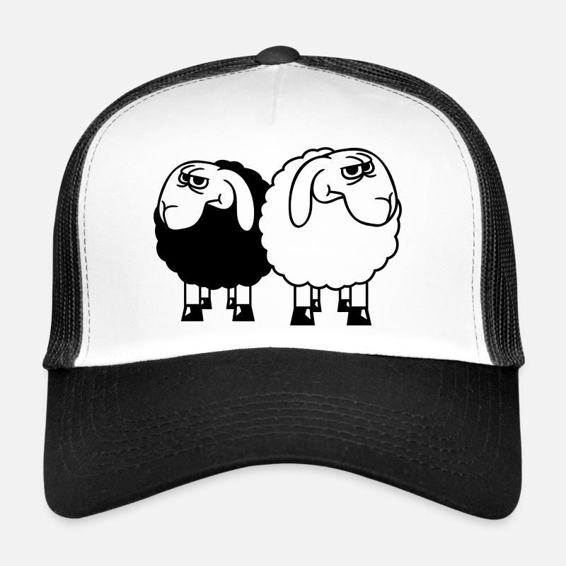 2 Schafe Gucken Skeptisch Beleidigte Freunde Team Trucker Cap