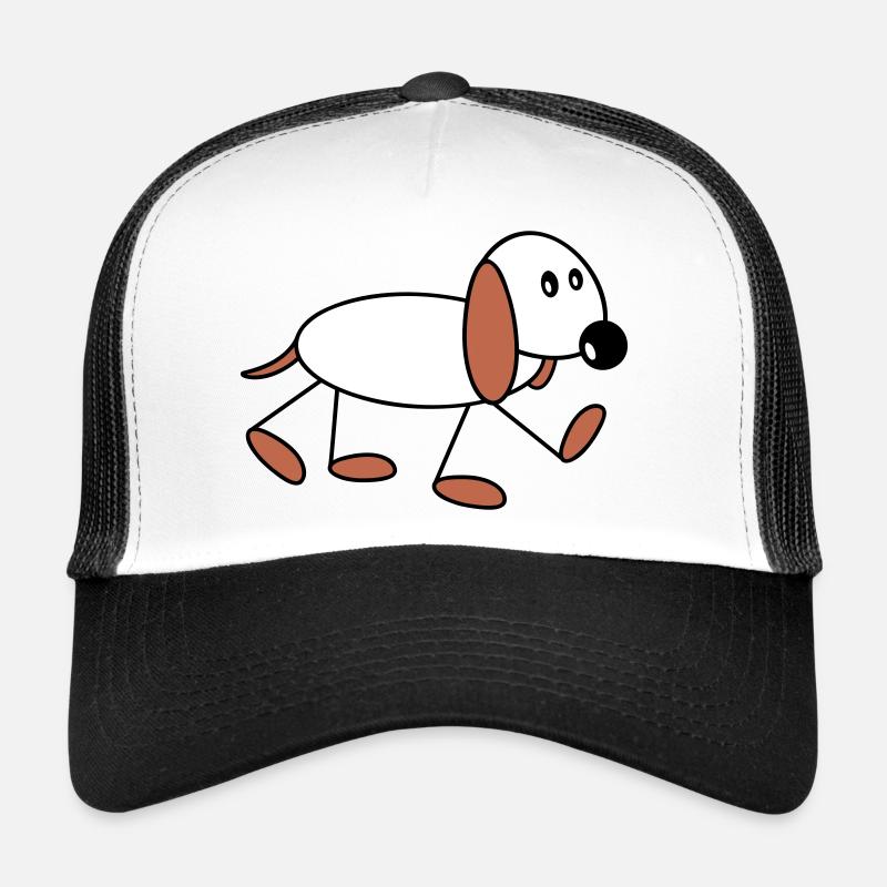 Hund Strichmännchen Geht Süß Läuft Spazieren Comic Trucker Cap