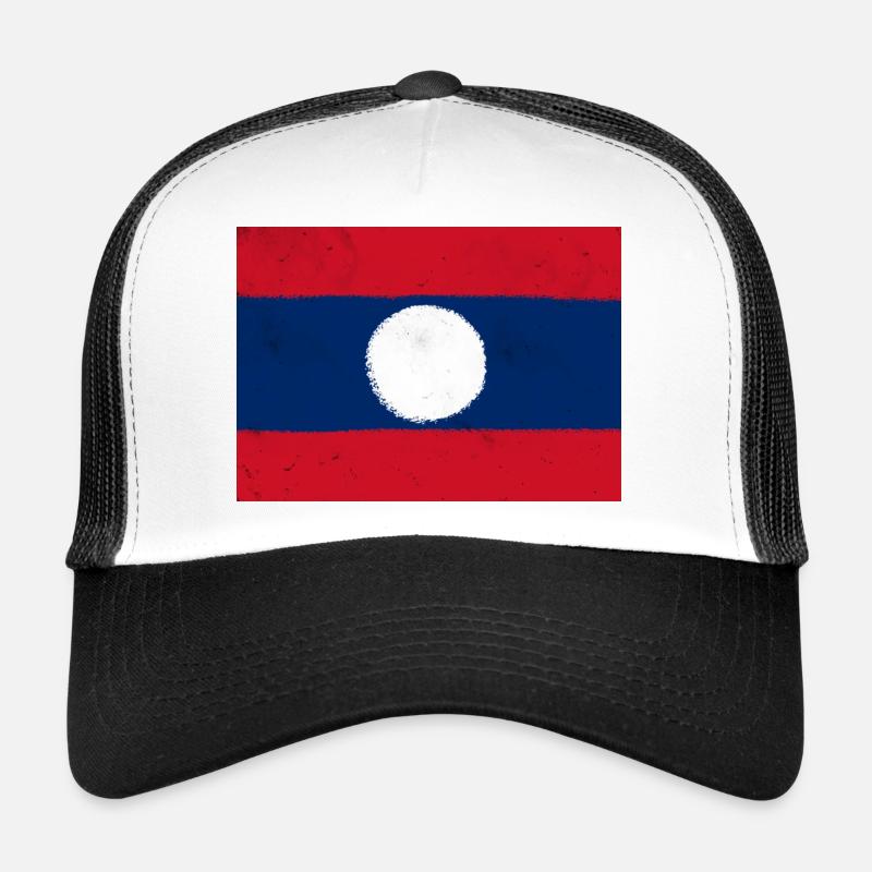 Flagge von Laos - Trucker Cap - Weiß/Schwarz