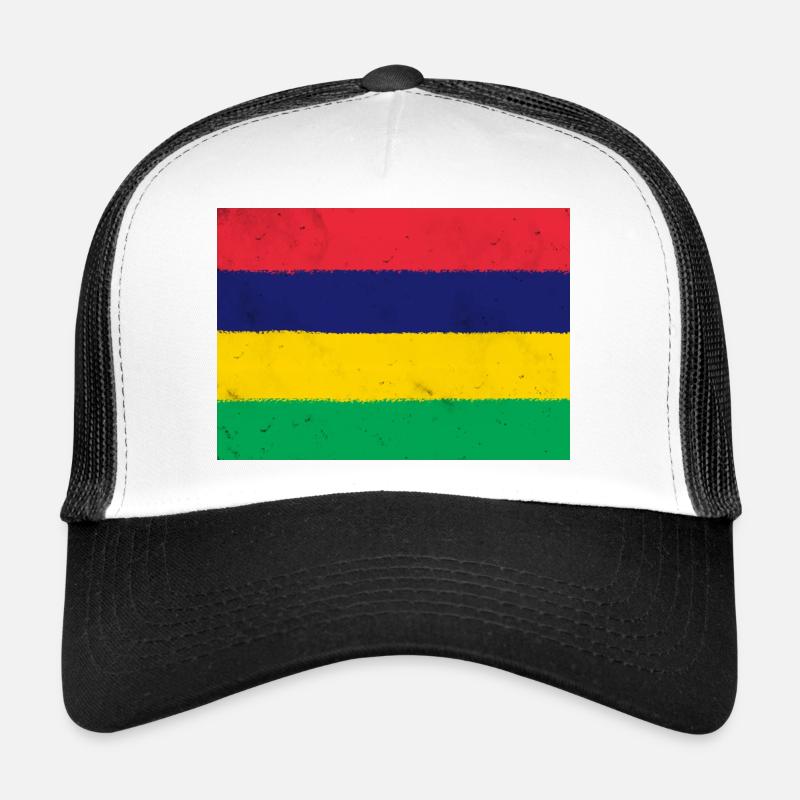 Drapeau de l’île Maurice - Casquette trucker  - blanc/noir