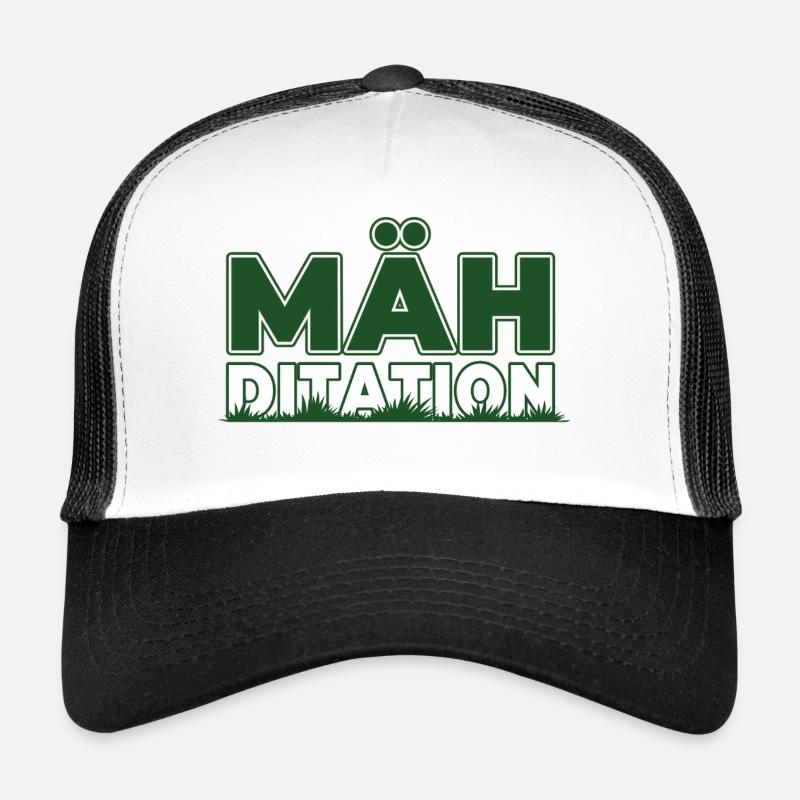 Mähditation Rasen - Trucker Cap - Weiß/Schwarz