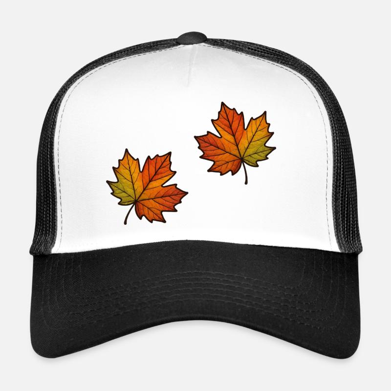 blatt herbst ahornblatt 2 - Trucker Cap - Weiß/Schwarz