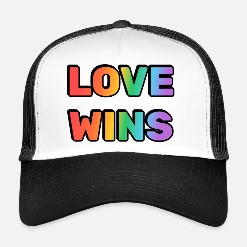 Love Wins Rainbow Gradient Text LGBT Trucker Cap