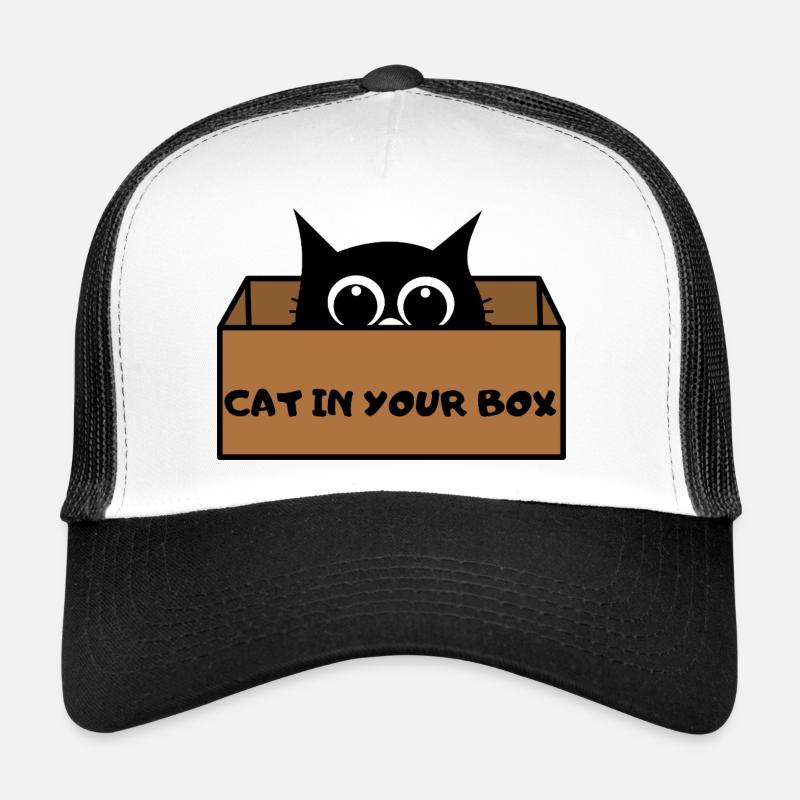 Cat in Box Peekaboo - Trucker Cap - white/black