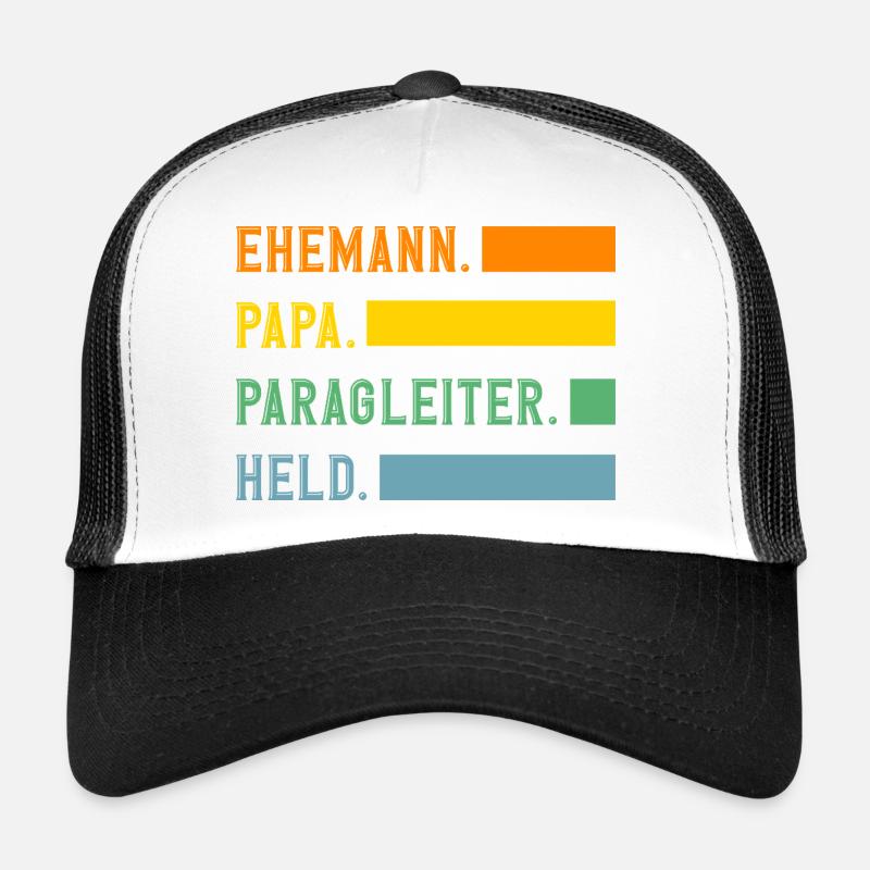 Ehemann Papa Gleitschirm Abenteuer Paragliding - Trucker Cap - Weiß/Schwarz