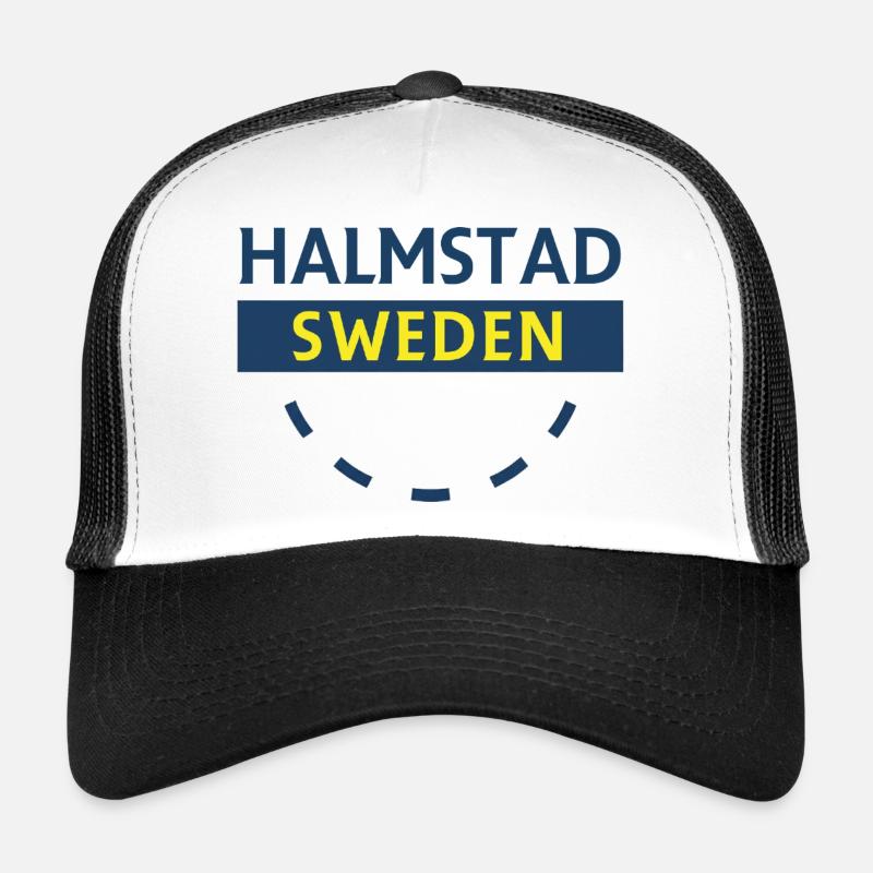 Halmstad Sweden Sign Arc Trucker Cap