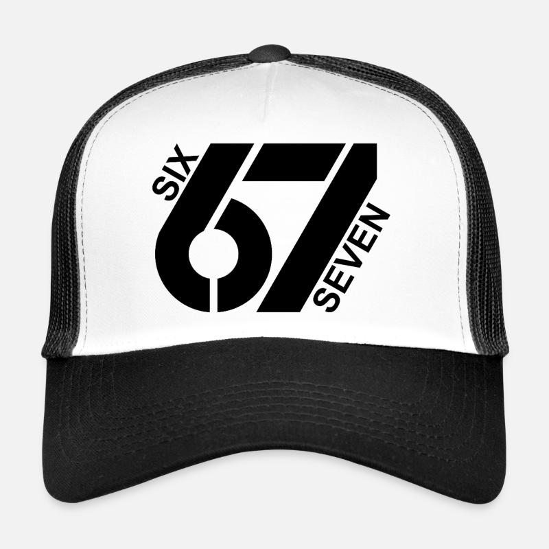 Six Seven 67 Jugendwort Meme Design - Trucker Cap - Weiß/Schwarz