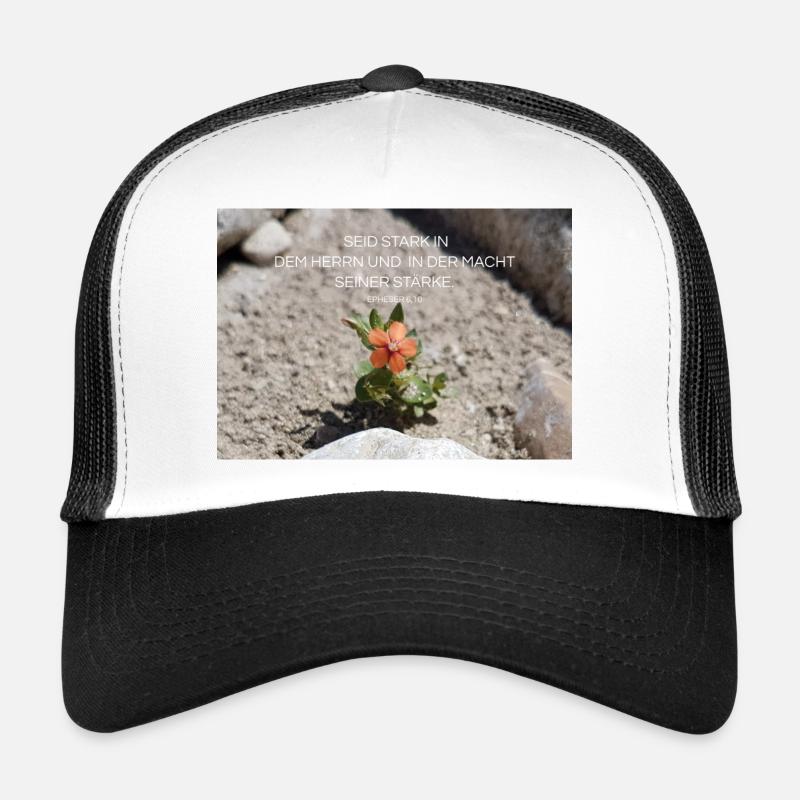 Kraft durch Glauben Blume der Stärke - Trucker Cap - Weiß/Schwarz