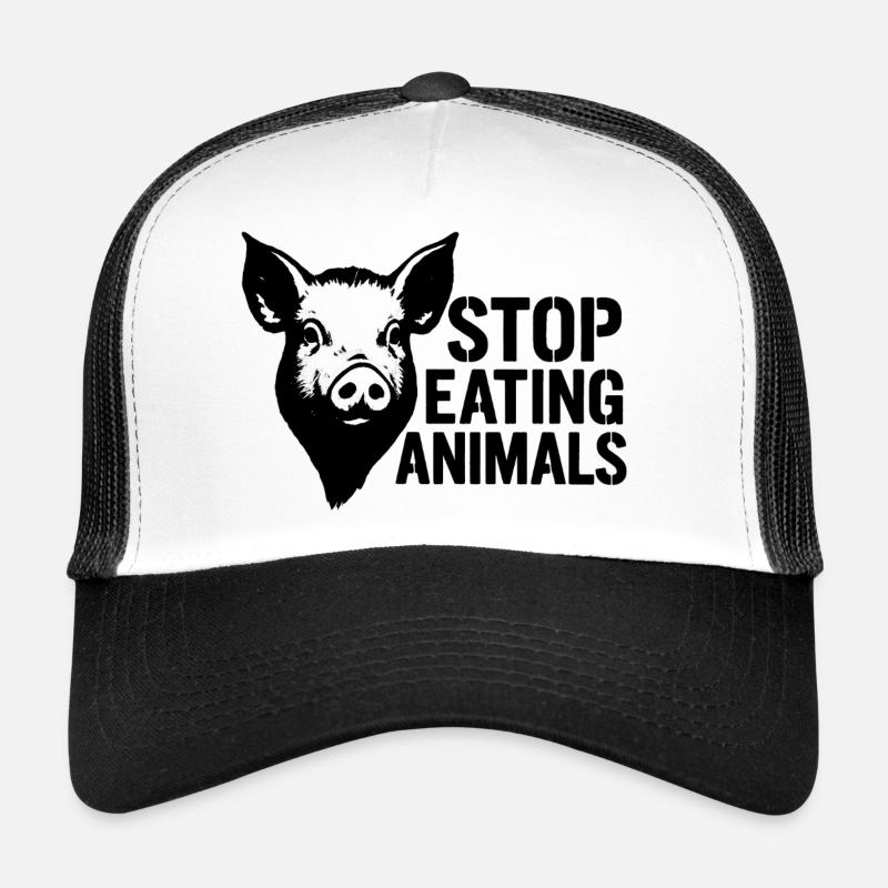 Schweinekopf Protest Stoppt Tieressen - Trucker Cap - Weiß/Schwarz