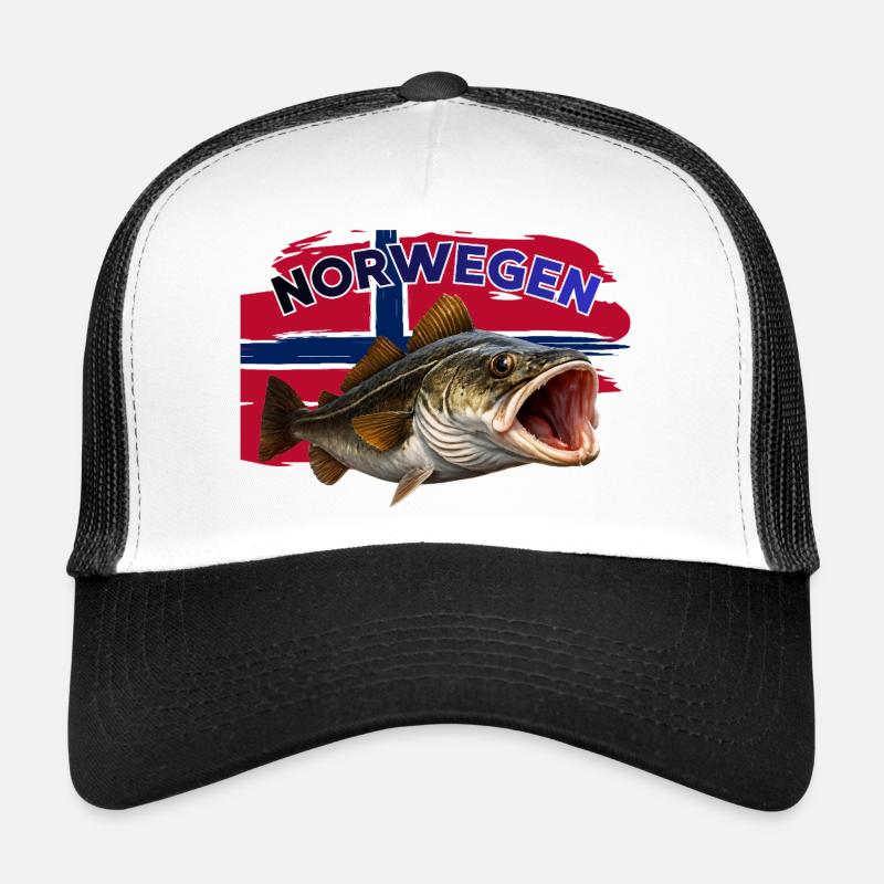 Norwegen Dorsch- Angeln - Trucker Cap - Weiß/Schwarz