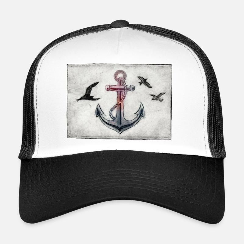 Anchor with Seagulls - Hand Carved Printable Trucker Cap